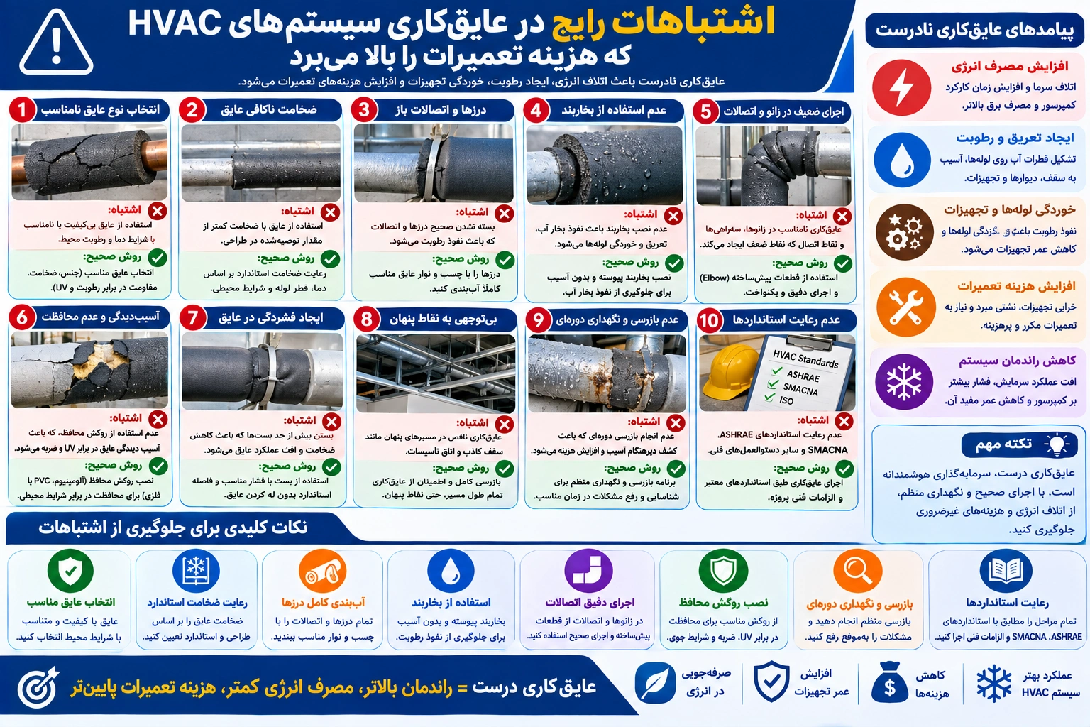 اشتباهات رایج در عایق‌کاری سیستم‌های HVAC